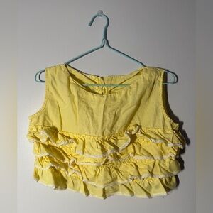 Vintage 60s Yellow Ruffled Crop Top Sabrina Carpenter Unionmade